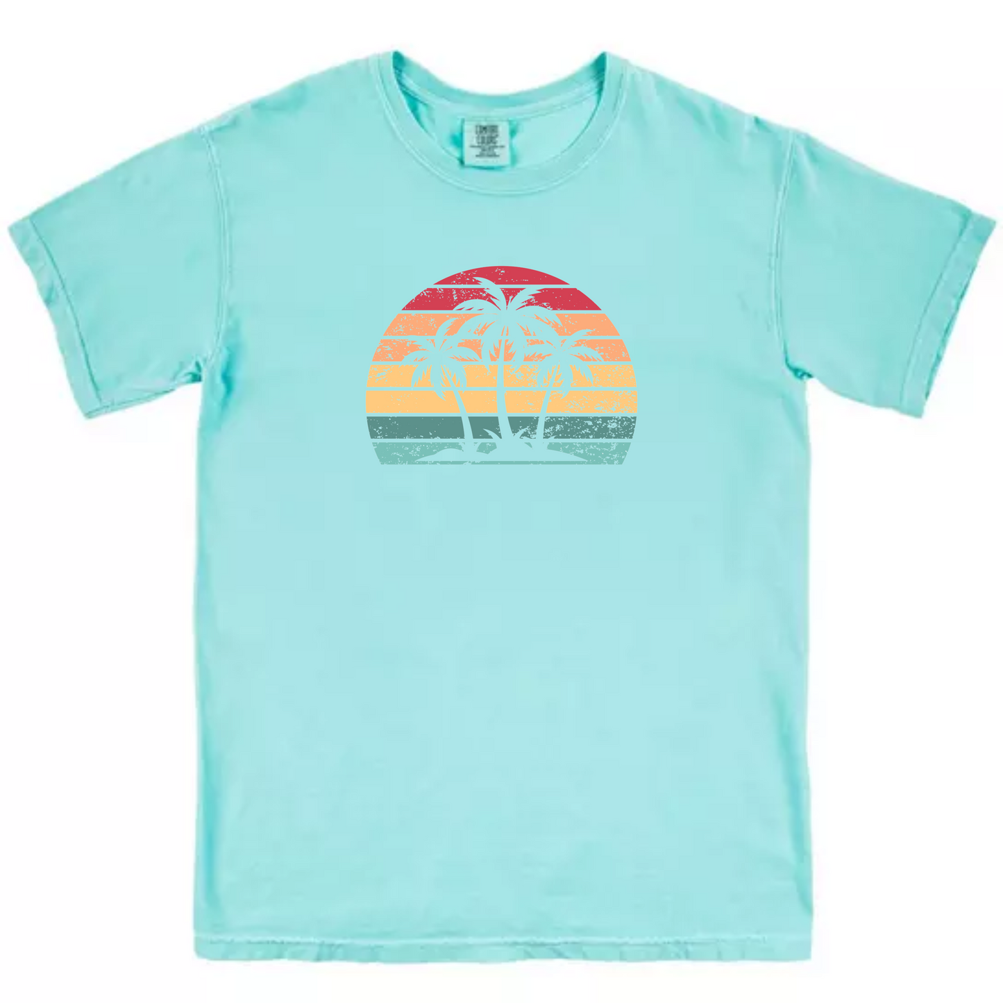 Vintage Sunset Palm Tree Comfort Colors T-Shirt - Coastal Summer Shirt