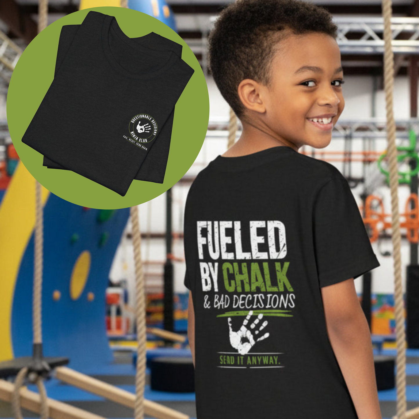 Fueled by Chalk & Bad Decisions Ninja Warrior T-Shirt - Obstacle Course Athlete Tee