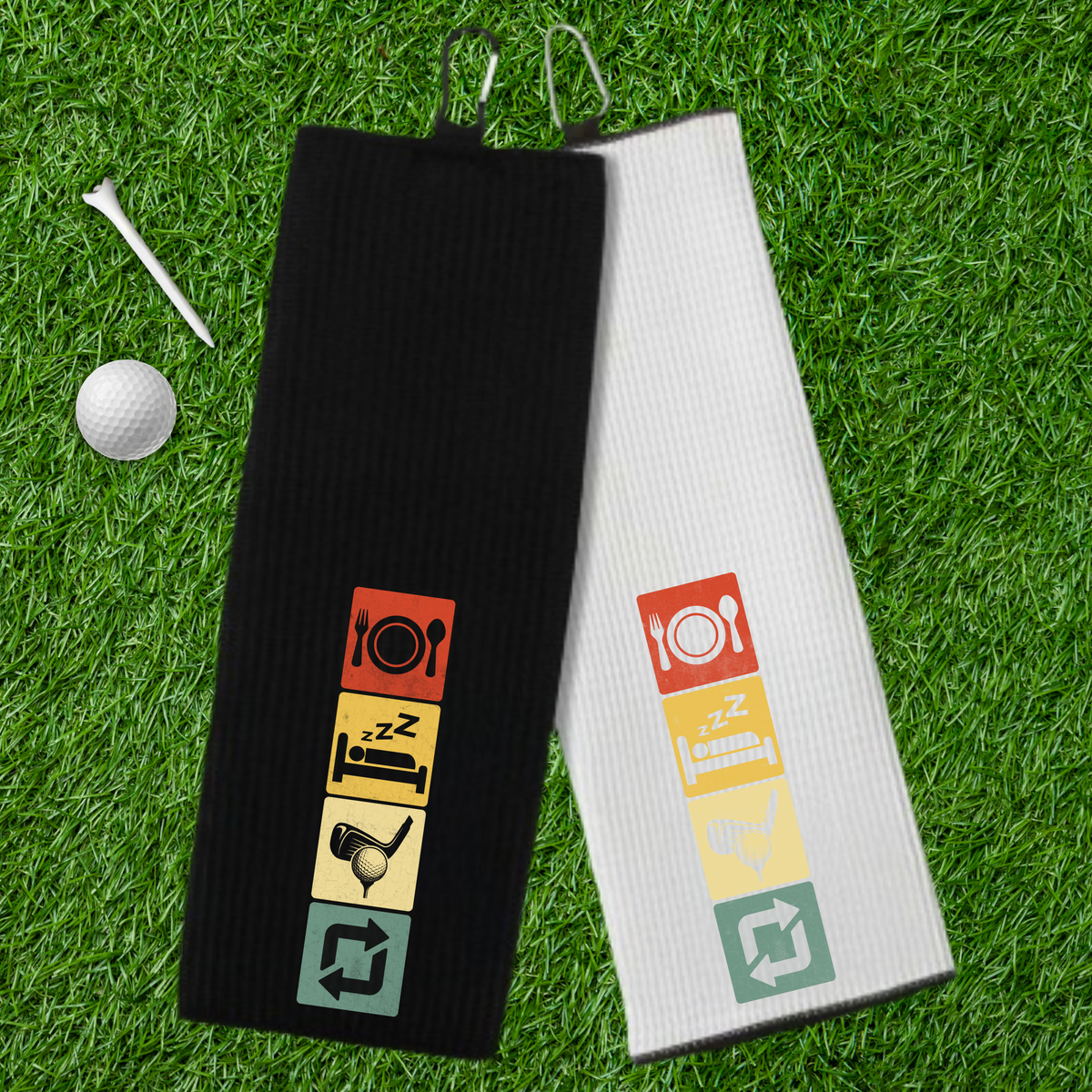 Fun Fairway Golf Towels with Carabiner - 10 Designs