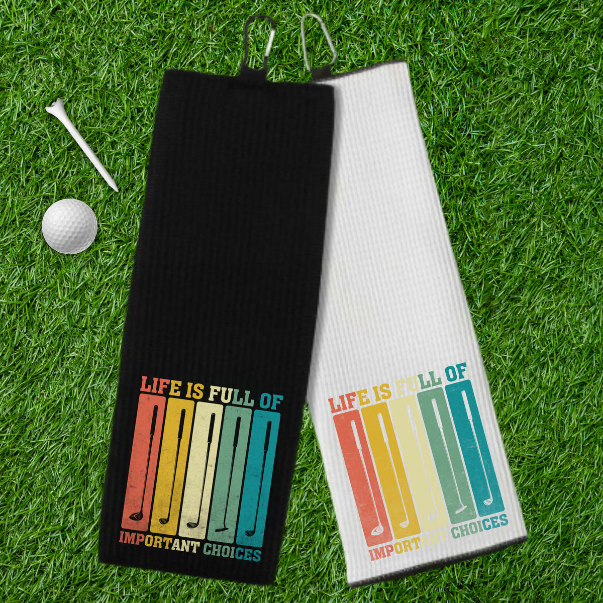 Fun Fairway Golf Towels with Carabiner - 10 Designs