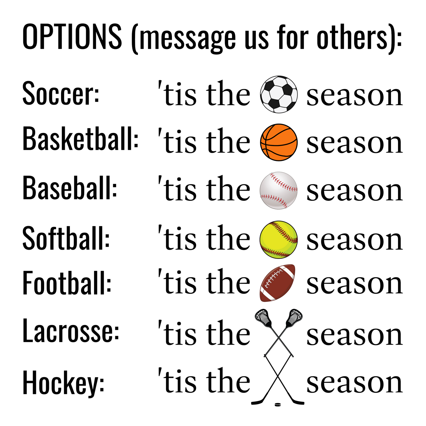 ’Tis the Season Sports T-Shirt – Custom Sport Icon Tee (any sport!)